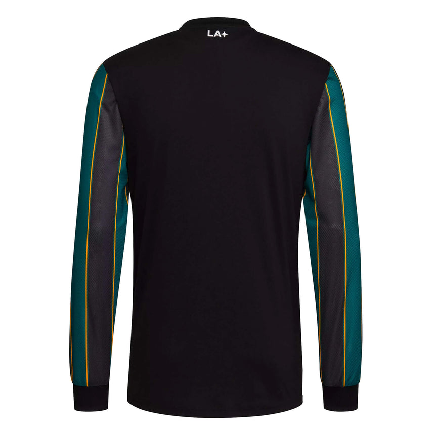 adidas Men's LA Galaxy 2021/22 Long Sleeve Away Jersey Black/Tech Green Back
