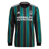 adidas Men's LA Galaxy 2021/22 Long Sleeve Away Jersey Black/Tech Green Front