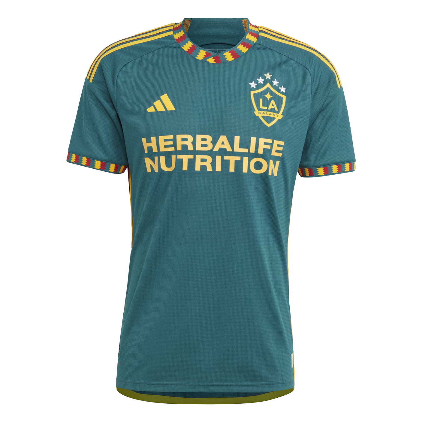 adidas Men's LA Galaxy 2023/24 Authentic Away Jersey Green/Gold Front