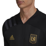 adidas Men's LAFC 2021/22 Long Sleeve Home Jersey Black/Gold Front Model Crest Adidas Logo