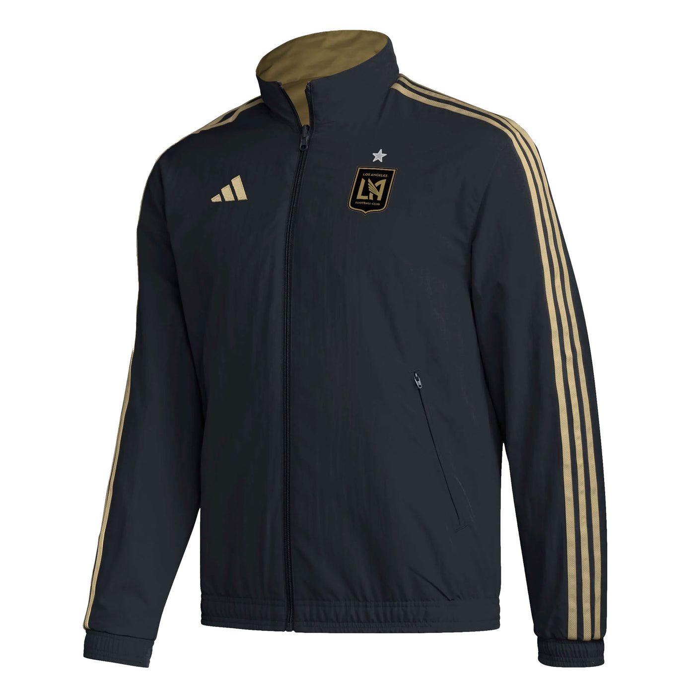 adidas Men's LAFC 2023/24 Reversible Anthem Jacket Black/Gold Front
