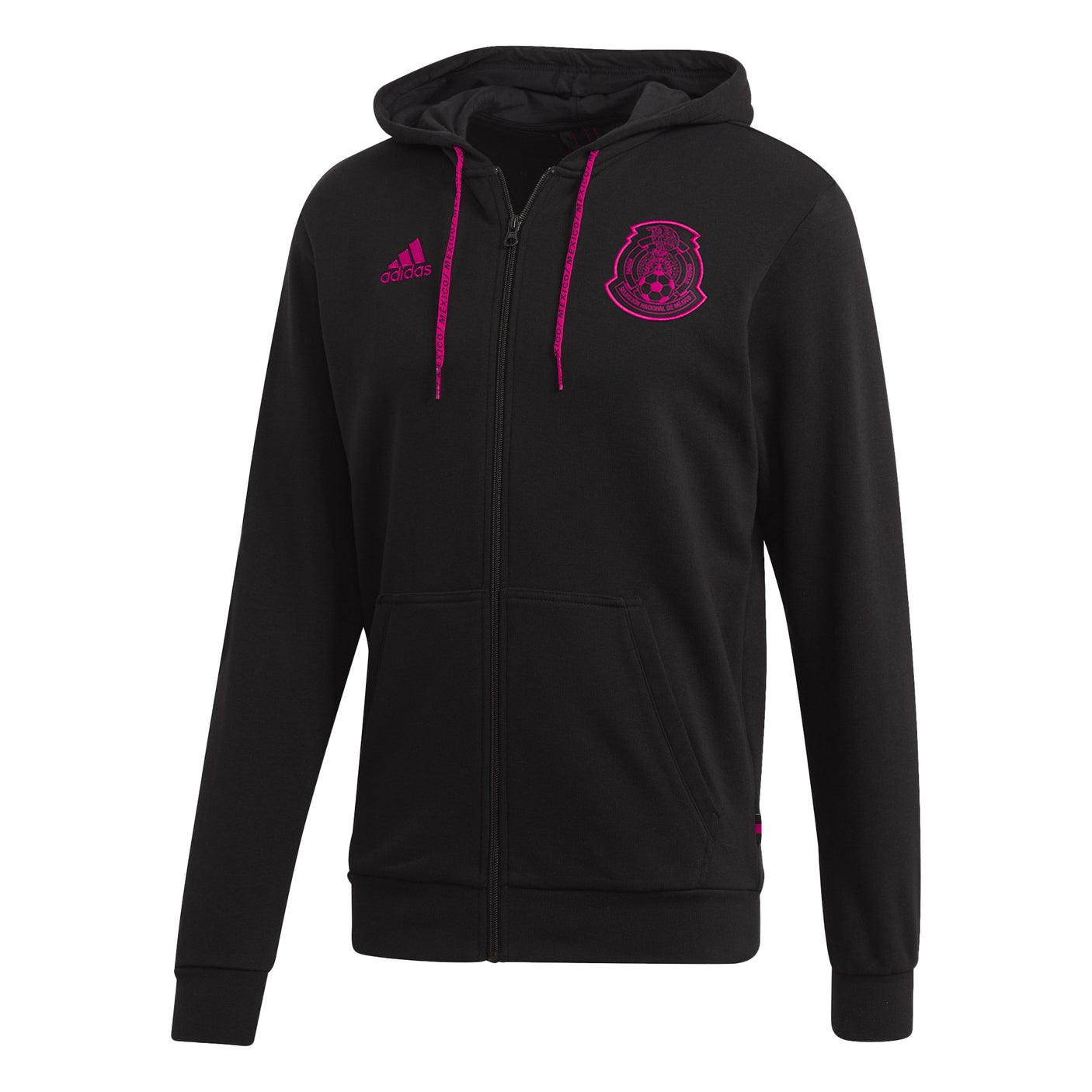 adidas Men's Mexico 2021 Hoodie Black/Pink Front