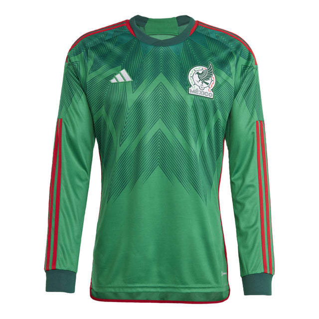 adidas Men's Mexico 2022 Home Long Sleeve Jersey Vivid Green/Green Front