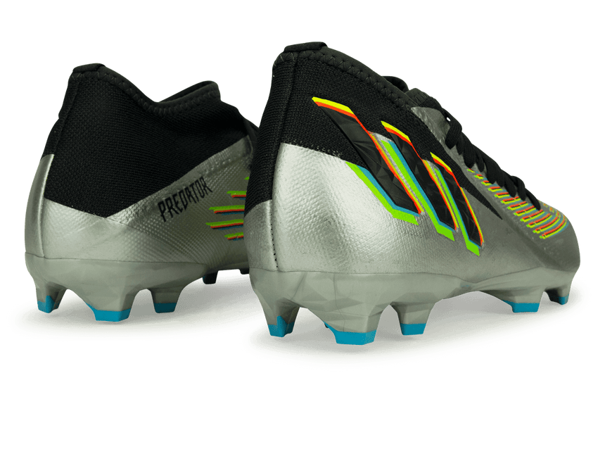 adidas Men's Predator Edge.3 FG Silver Metallic/Solar Green Rear