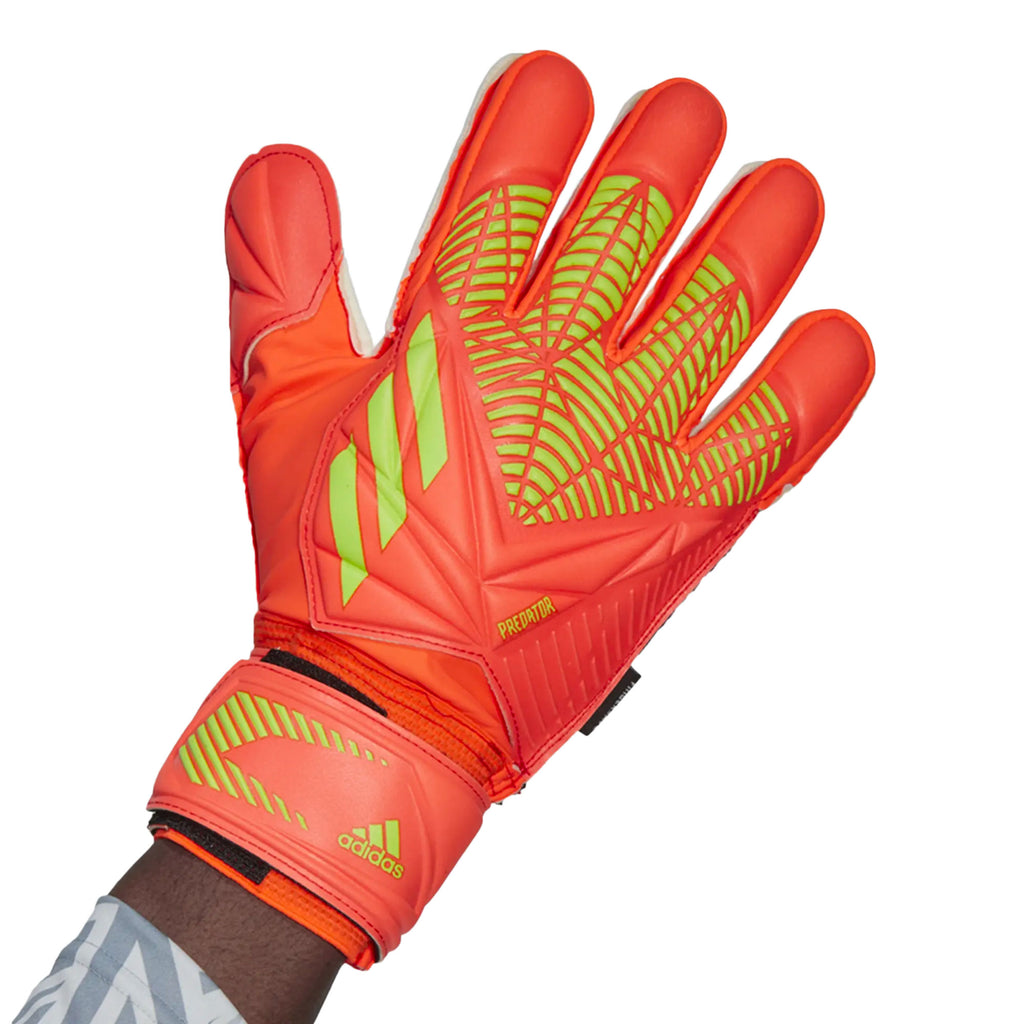 adidas Men's Predator Edge Match Fingersave Goalkeeper Gloves Solar Red/Solar Green Front
