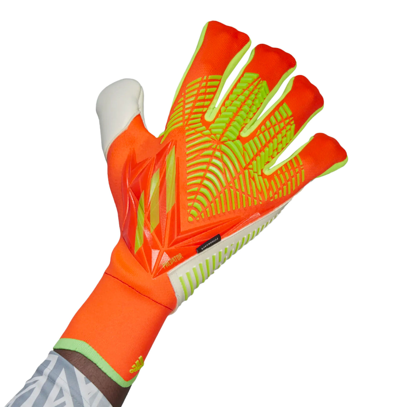 adidas Men's Predator Edge Pro Fingersave Goalkeeper Gloves Solar Red/Solar Green Front
