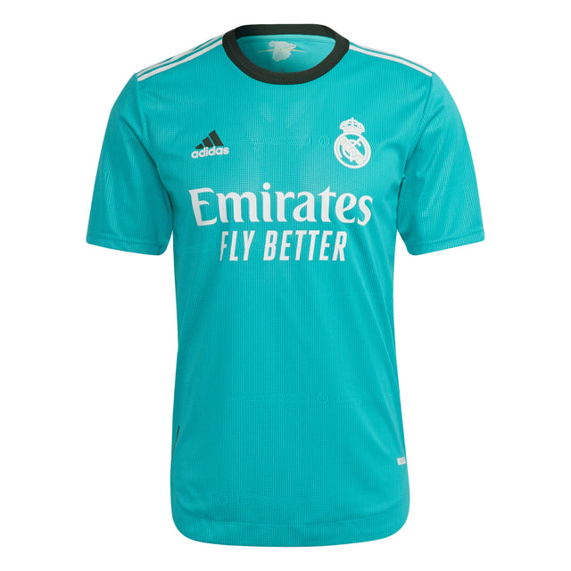 adidas Men's Real Madrid 2021/22 Authentic Third Jersey Aqua/White Front