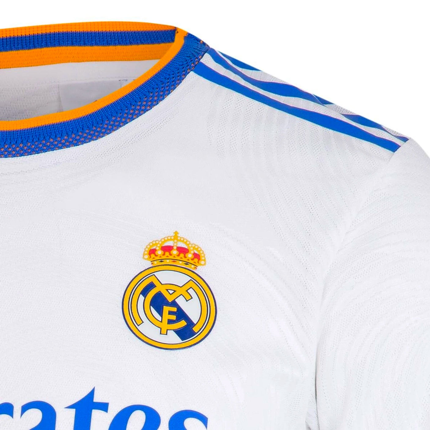 adidas Men's Real Madrid 2021/22 Long Sleeve Authentic Home Jersey White/Blue Crest