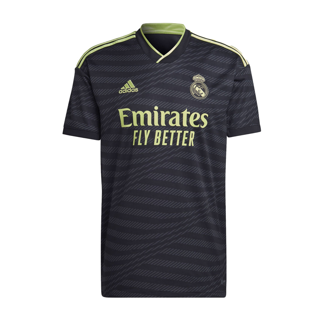adidas Men's Real Madrid 2022/23 Third Jersey Black/Pulse Lime Front