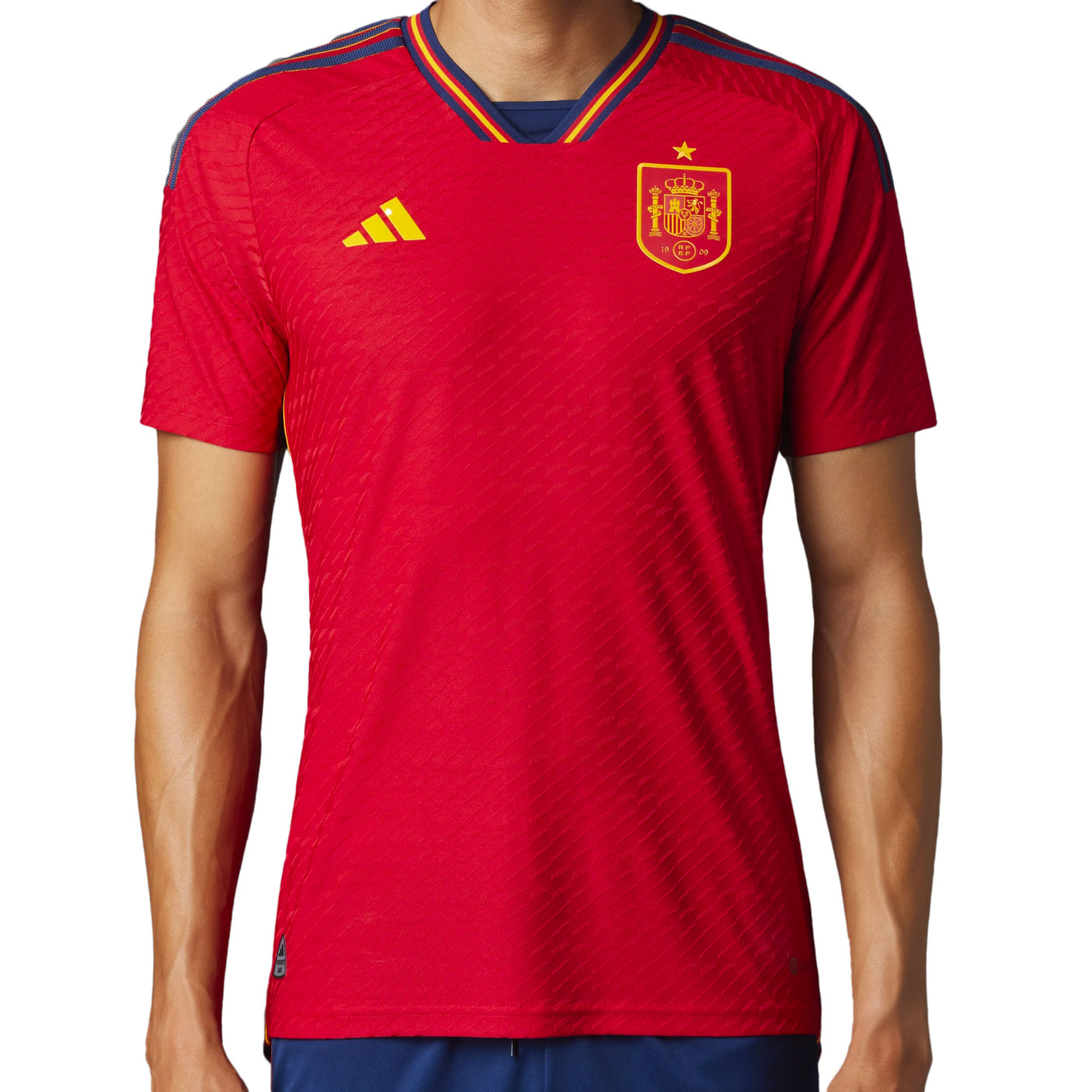 adidas Men's Spain 2022/23 Authentic Home Jersey Power Red/Navy logo