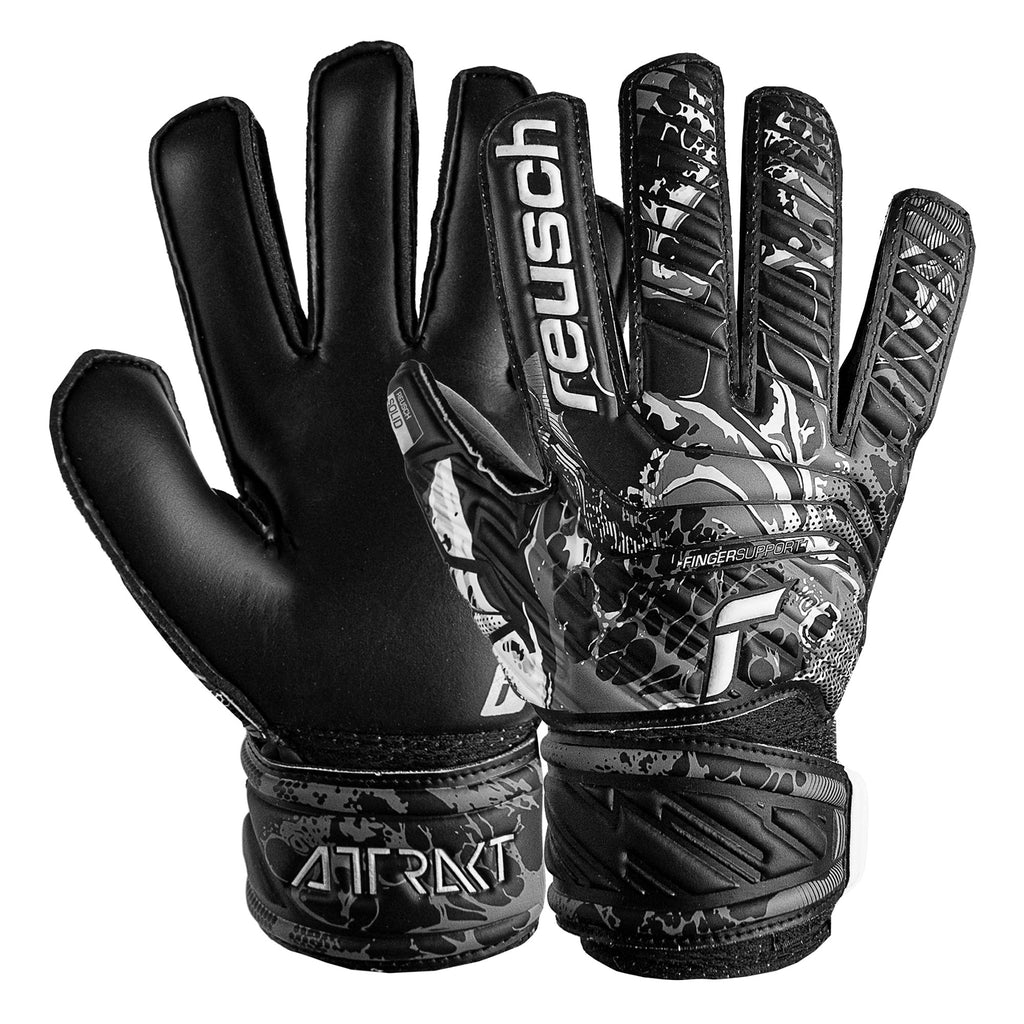 Reusch Kids Attrakt Solid Fingersave Goalkeeper Gloves Black/White Both