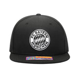 Fan Ink Bayern Hit Snap Back Hat Black/Silver Front