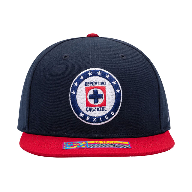 Fan Ink Cruz Azul Team Snap Back Hat Navy/Red Front