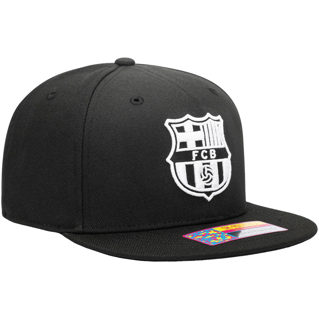 Fan Ink FC Barcelona Hit Snap Back Hat Black/White Left