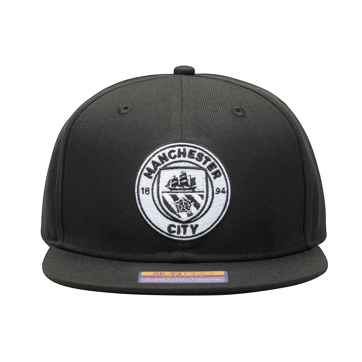 Fan Ink Manchester City Hit Snap Back Hat Black/White Front