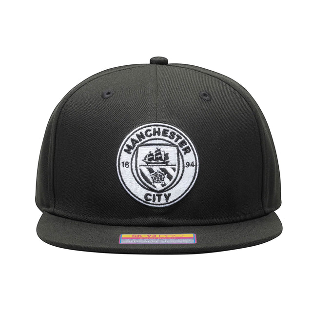 Fan Ink Manchester City Hit Snap Back Hat Black/White Front