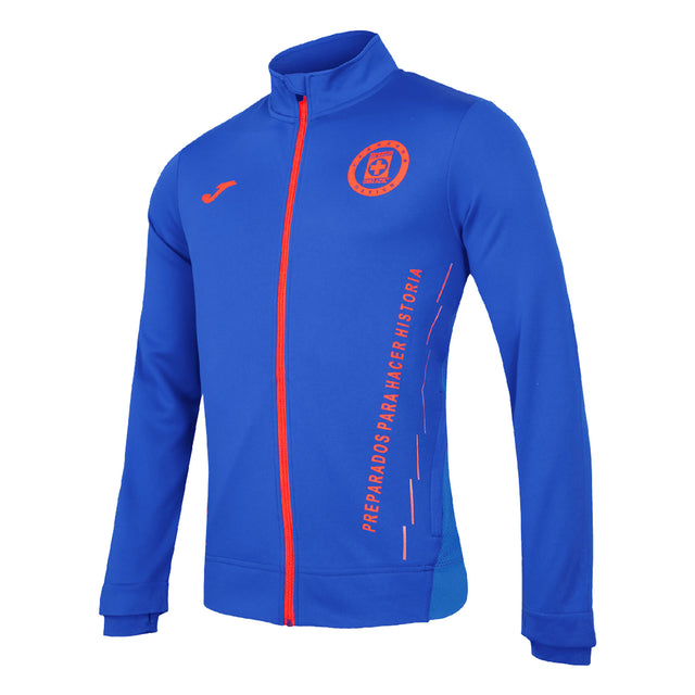 Joma Men's Cruz Azul 2021/22 Full Zip Jacket Royal/Orange Red Front