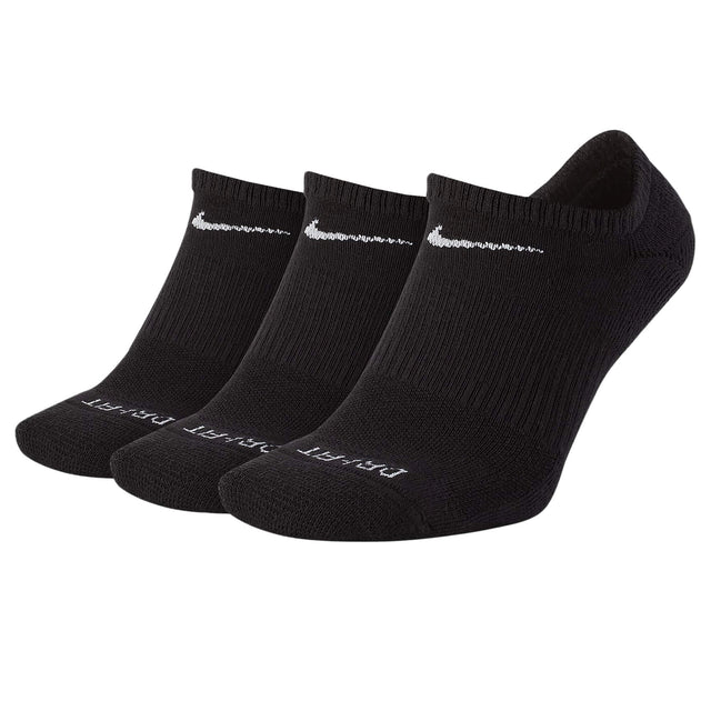 Nike Everyday Plus Cushioned No-Show (3 pair) Socks Black/White Front