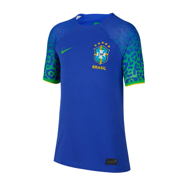 Nike Kids Brazil 2022/23 Away Jersey Paramount Blue/Green Spark Front