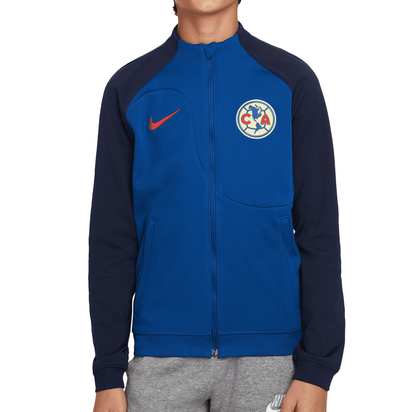 Nike Kids Club America 2023/24 Academy Pro Jacket Blue/Red Front