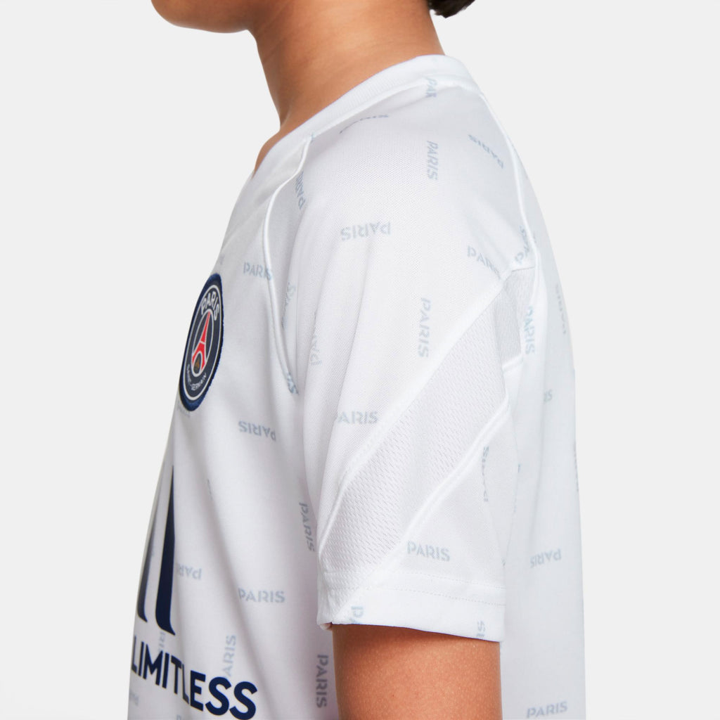 Nike Kids PSG Fourth Pre-Match Training Jersey 2022 Grey/Navy Sleeve