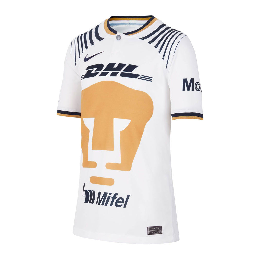 Nike Kids Pumas UNAM 2022/23 Home Jersey White/Gold Front