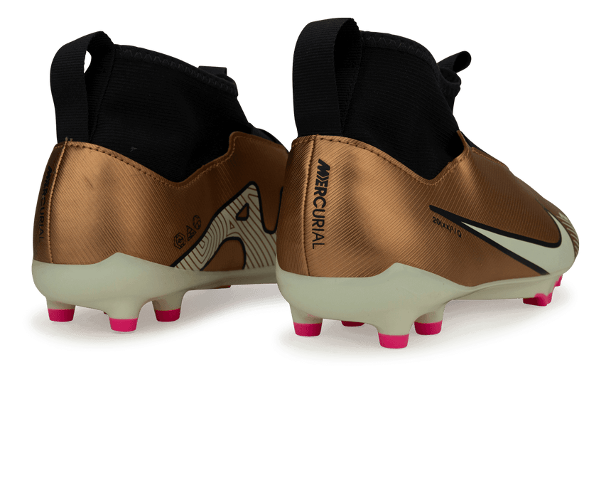Nike Kids Zoom Mercurial Superfly 9 Academy FG/MG Metallic Copper Rear