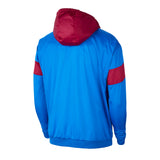 Nike Men's FC Barcelona 2021/22 Anorak Jacket Blue/Red Back Hood