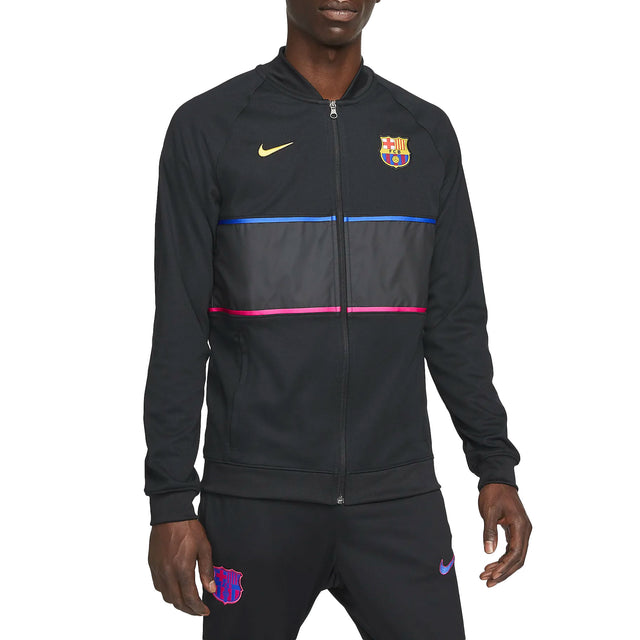 Nike Men's FC Barcelona 2021/22 Full Zip Jacket Black/Varsity Maize Front