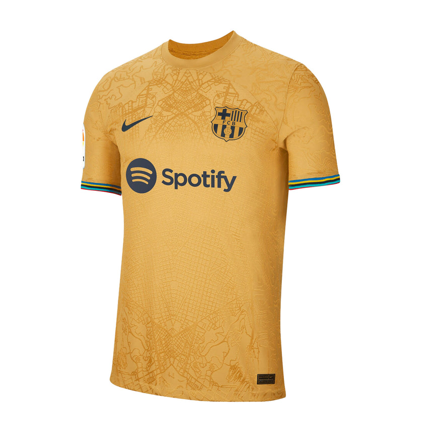 Nike Men's FC Barcelona 2022/23 Dri-FIT ADV Away Jersey Club Gold/Obsidian Front
