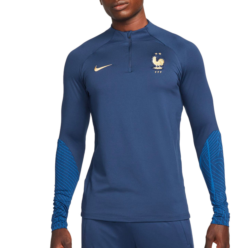 Nike Men's France Strike Drill Top Midnight Navy/ Metallic Gold Front