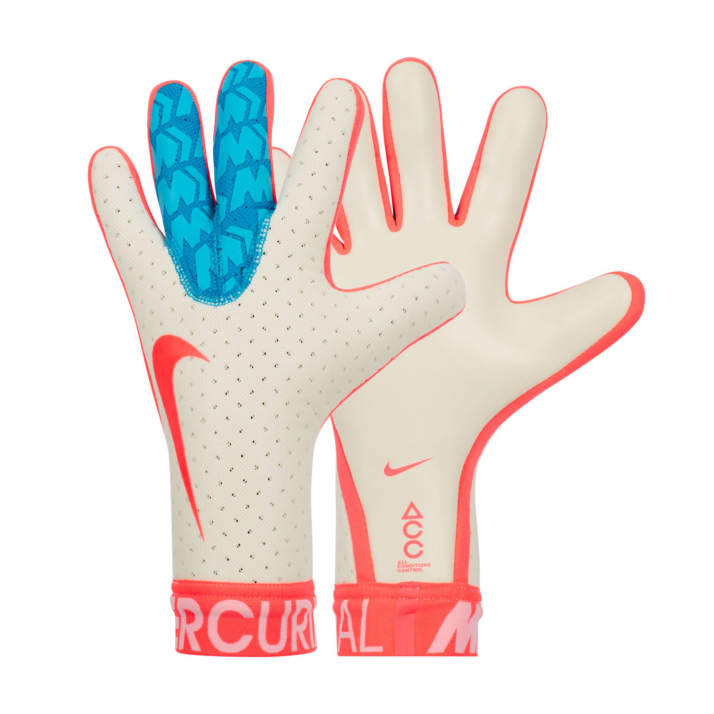 Nike Men's Mercurial Touch Elite Goalkeeper Gloves White/Aqua Blue Both