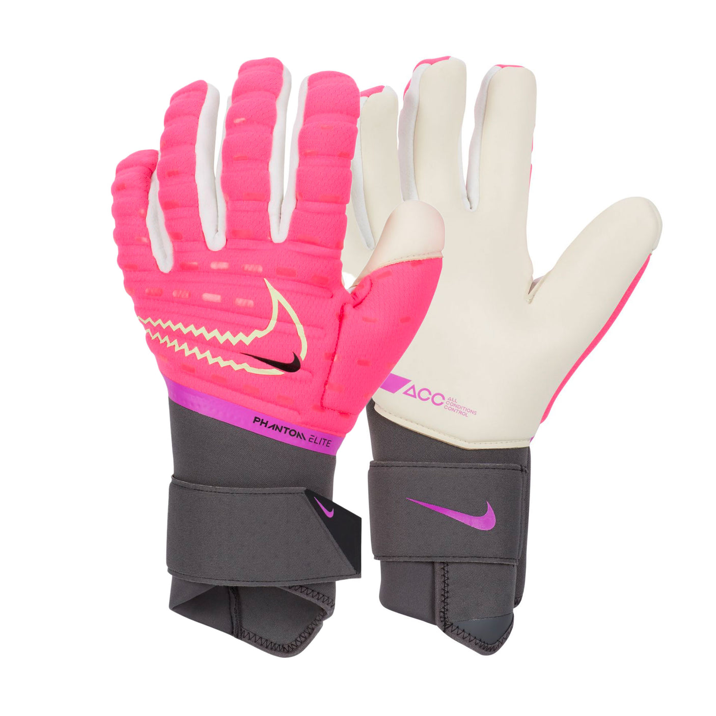 Nike Men's Phantom Elite Goalkeeper Gloves Hyper Pink/Volt Both
