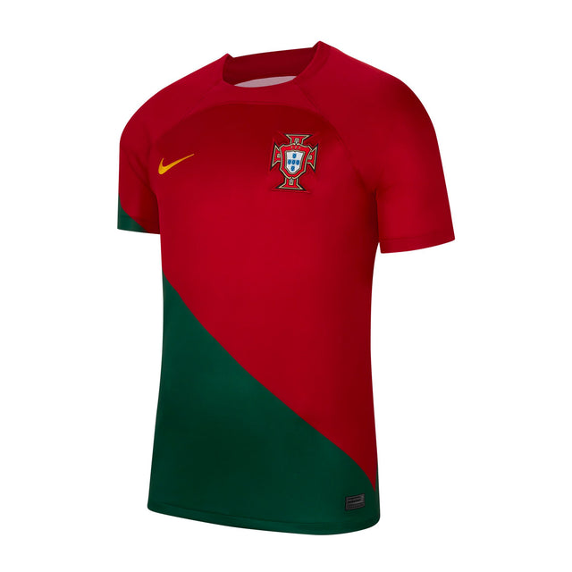 Nike Men's Portugal 2022/23 Home Jersey Pepper Red/Gold Dart Front