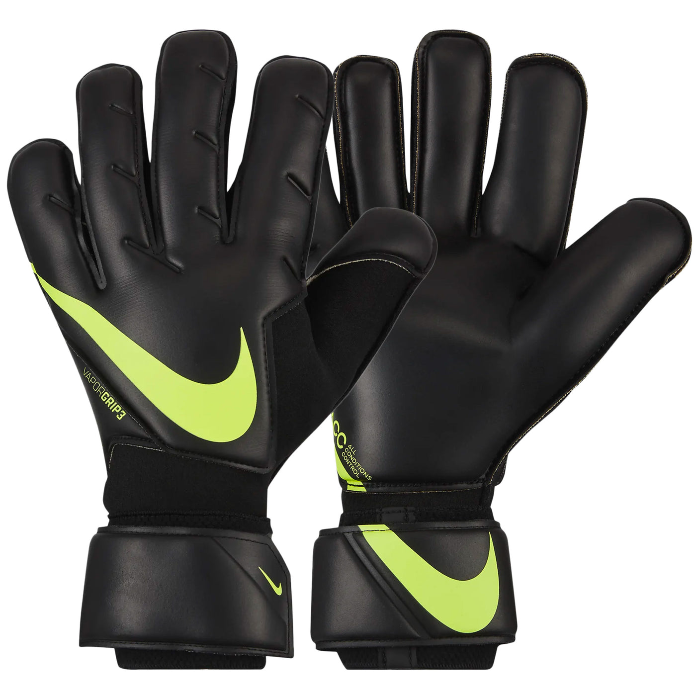 Nike Men's Vapor Grip 3 Goalkeeper Gloves Black/Volt Pair