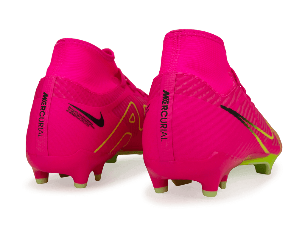 Nike Men's Zoom Mercurial Superfly 9 Academy FG/MG Pink/Volt Rear