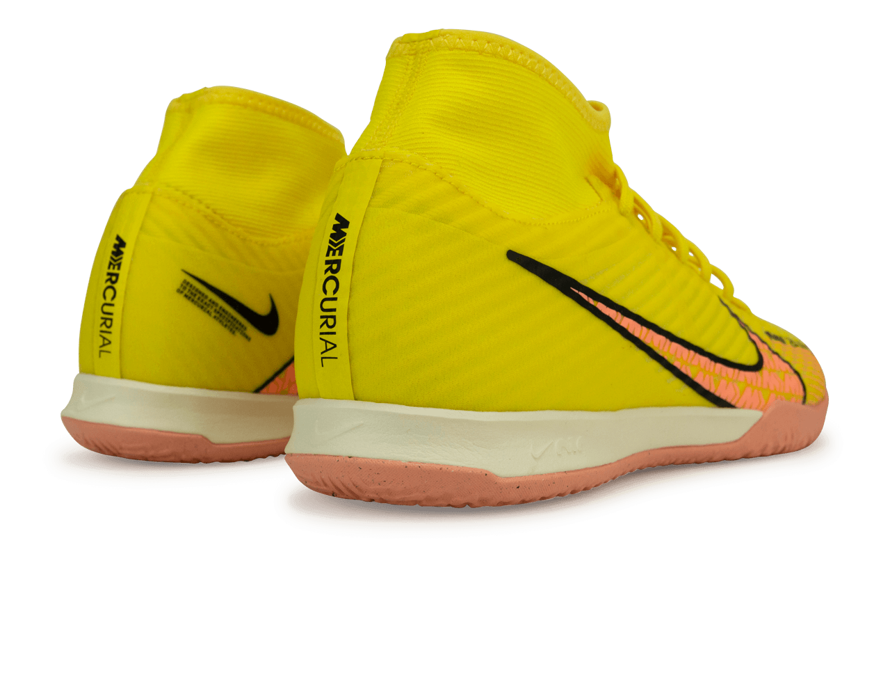 Nike Men's Zoom Mercurial Superfly 9 Academy IC Yellow Strike/Sunset Glow Rear