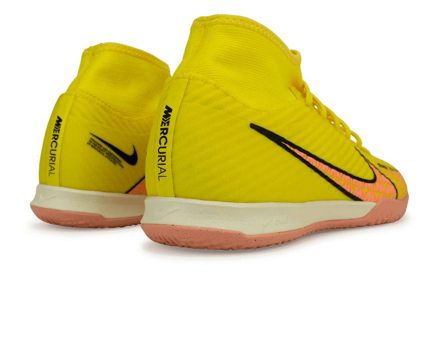 Nike Men's Zoom Mercurial Superfly 9 Academy IC Yellow Strike/Sunset Glow Rear