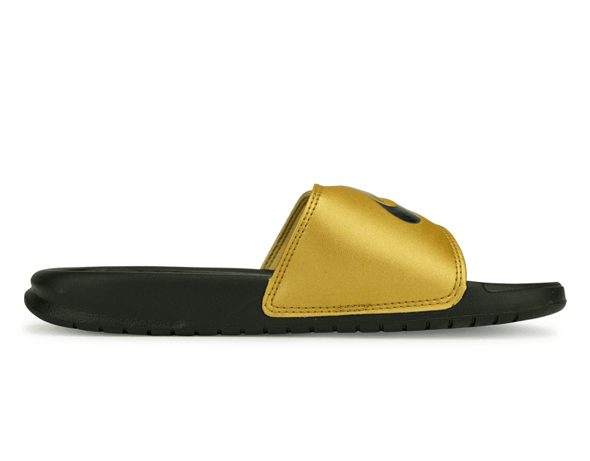 Nike Women's Benassi JDI Sandal Black/Metallic Gold Side
