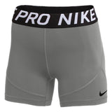 Nike Women's Pro 5 Inch Shorts Carbon Heather/Black Front