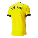 PUMA Men's Borussia Dortmund 2022/23 Authentic Home Jersey Cyber Yellow/Black Back