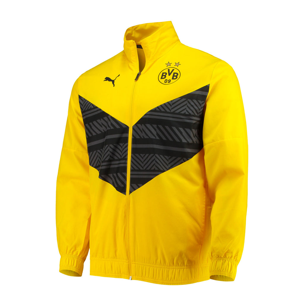 PUMA Men's Bourssia Dortmund Pre-match Jacket Cyber Yellow Front