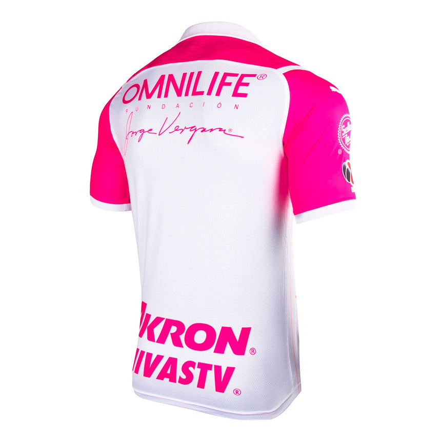 PUMA Men's Chivas de Guadalajara 2021/22 Authentic Breast Cancer Awareness Jersey White/Pink Back