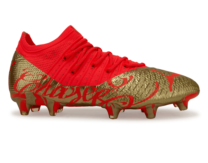 PUMA Men's Future 1.4 Neymar Jr FG/AG Fiery Coral/Gold Front