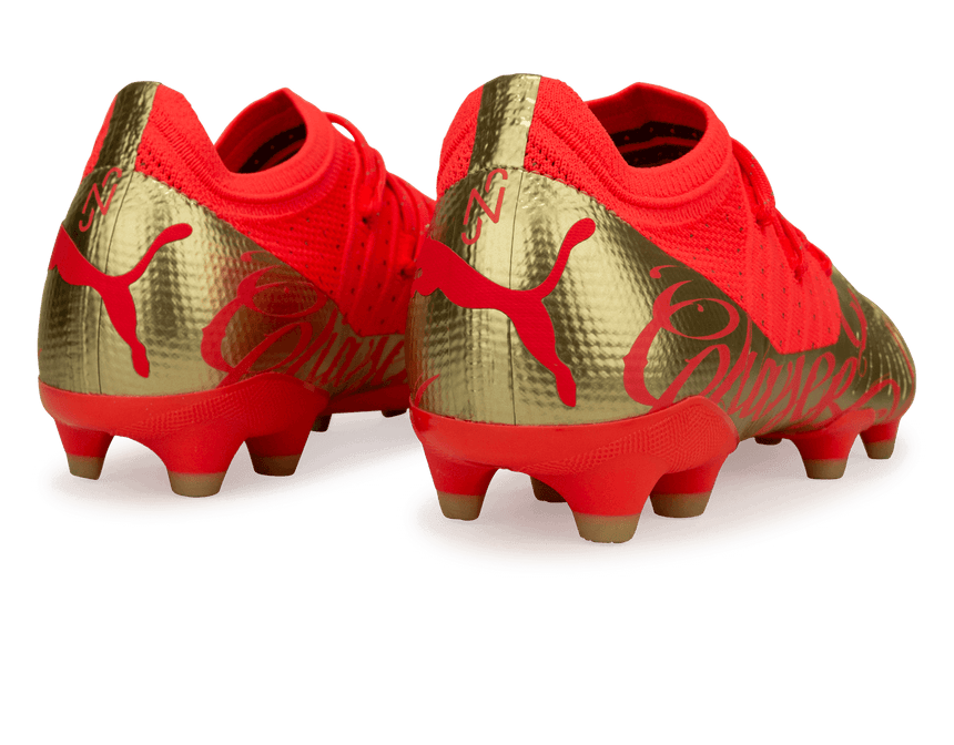 PUMA Men's Neymar Jr Future 2.4 FG/AG Fiery Coral Gold Rear