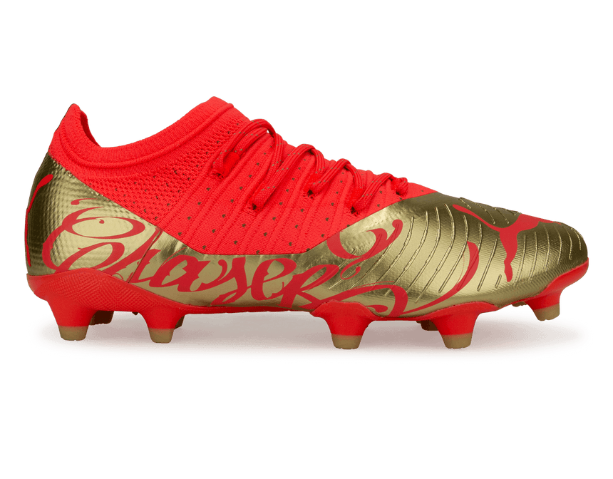 PUMA Men's Neymar Jr Future 2.4 FG/AG Fiery Coral Gold Side