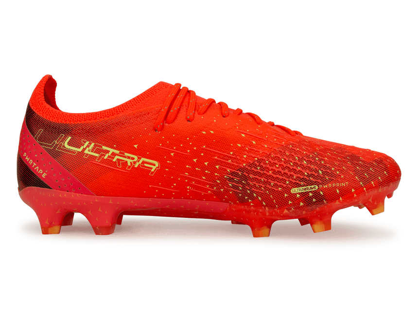 PUMA Men's Ultra Ultimate FG/AG Coral/Black Side
