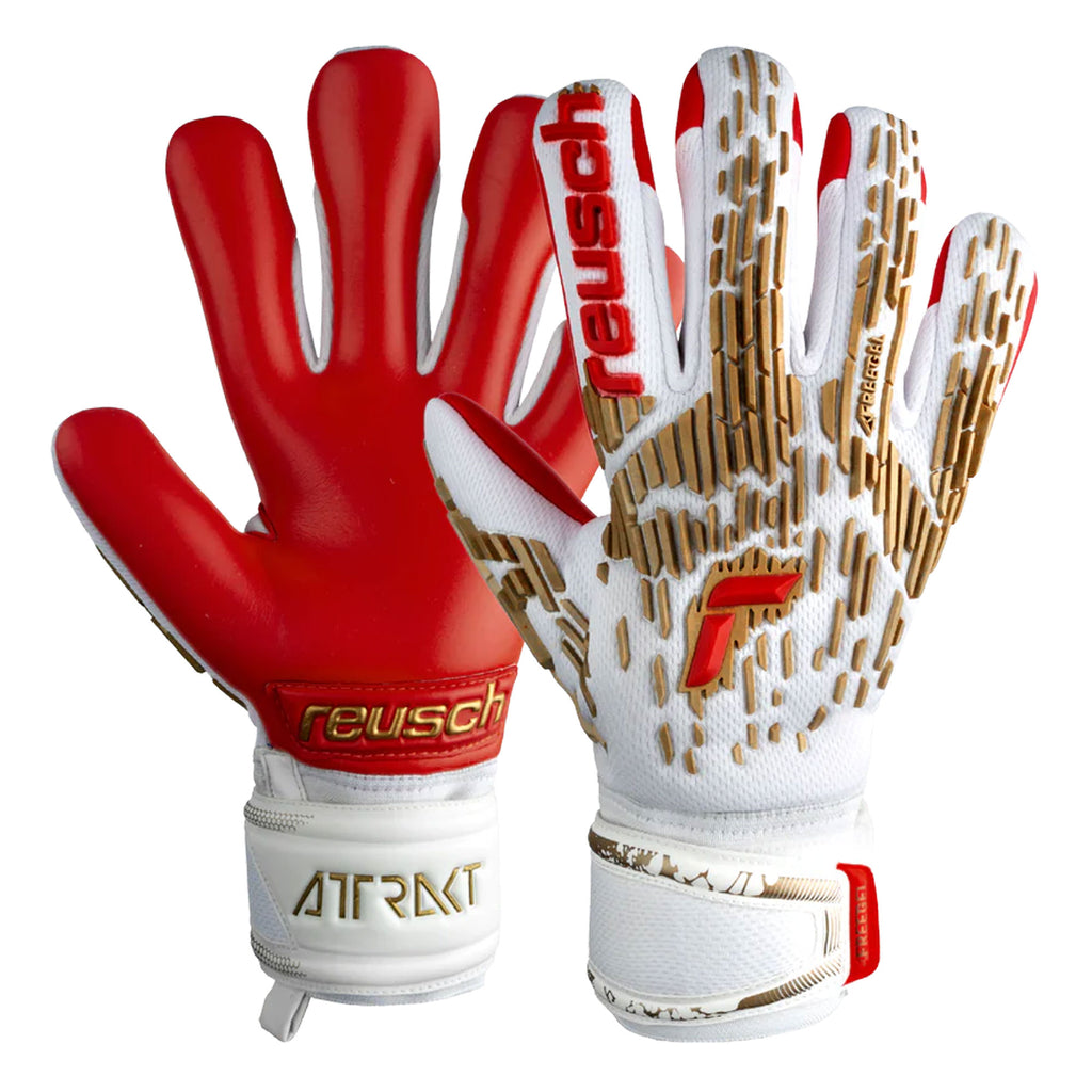 Reusch Attrakt Freegel Silver Fingersave Goalkeeper Gloves Pink/White Both