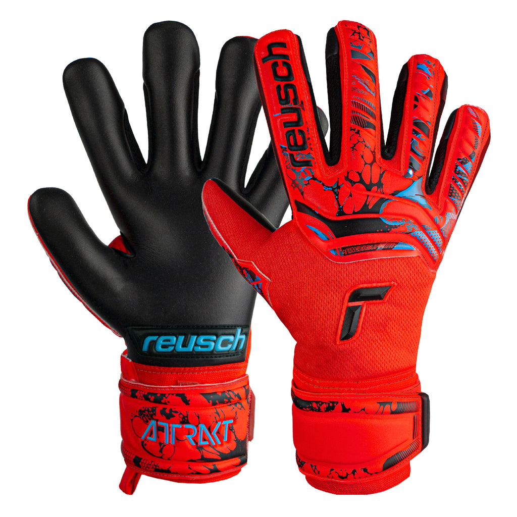 Reusch Kids Attrakt Grip Evolution Fingersave Goalkeeper Gloves Red/Black Both