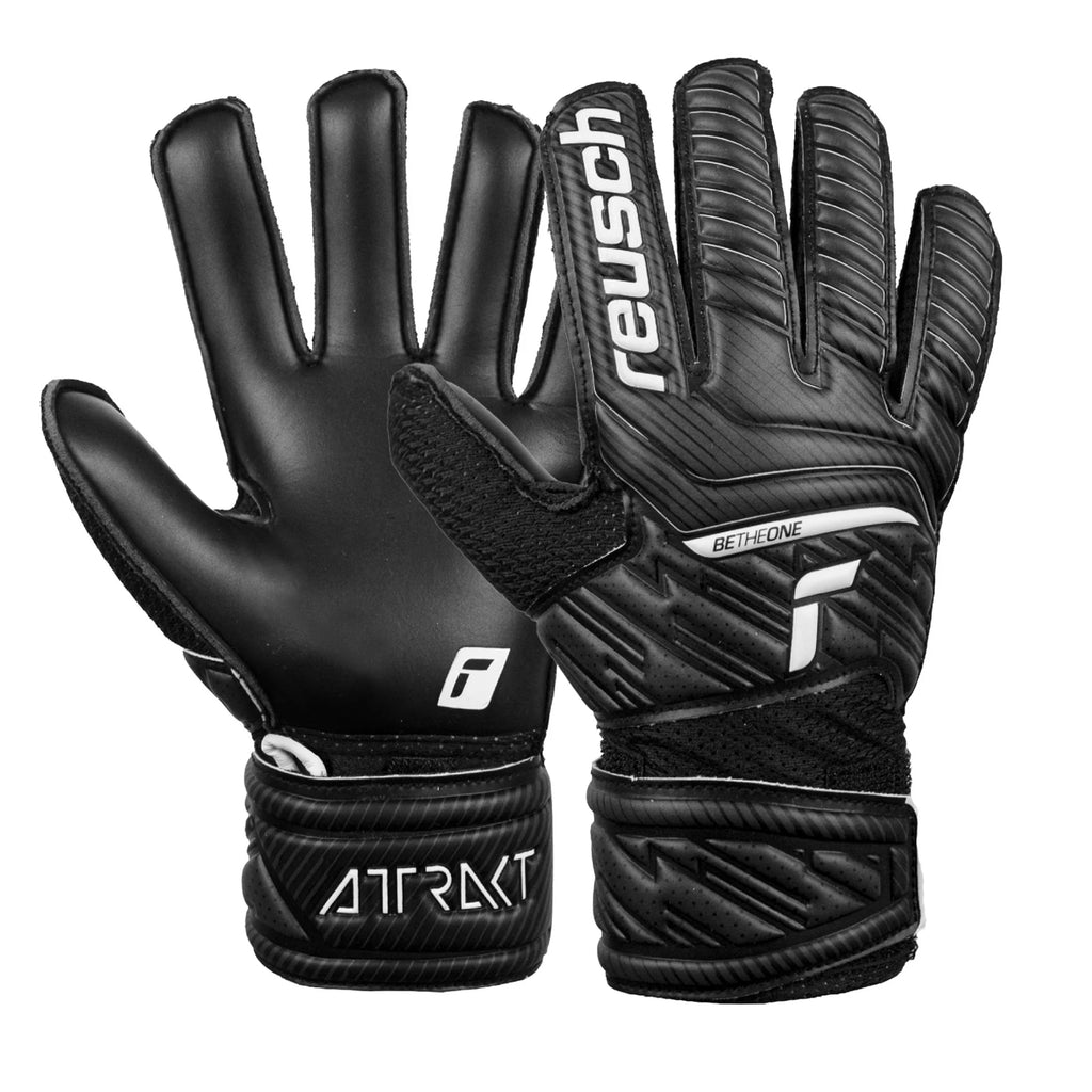 Reusch Kids Goalkeeper Attrakt Solid Fingersave Goalkeeper Gloves Black/White Both